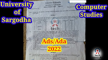 Ads/ada Computer part 2 Sargodha university paper 2022 #sargodha_university #university_paper