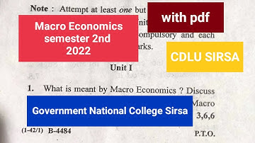 B.com Cdlu Paper Macro Economics Semester 2nd 2022