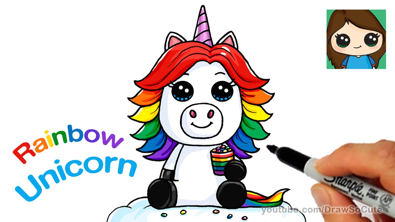 How To Draw A Rainbow Unicorn Easy Youtube