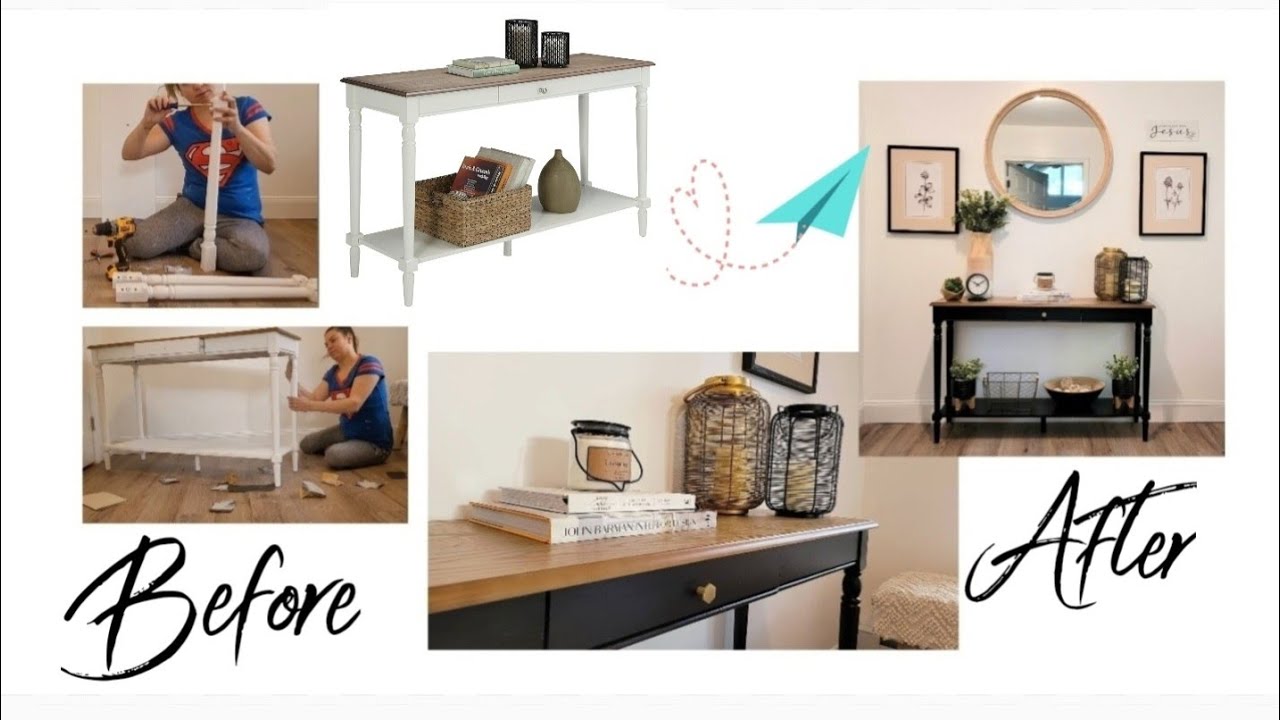Console Table Makeover from White to Black | Modern Farmhouse