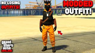 GTA 5 ONLINE Easy Orange Joggers Modded Outfit With Invisible Arms! (No Transfer)