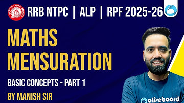 RRB NTPC/ALP/RPF Maths 2025-26 | Mensuration - Basic Concepts Part 1 | Maths By Manish Sir