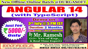 ANGULAR 14 Offline/Online Training @ DURGASOFT
