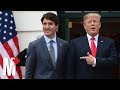 Watch Trudeau try not to react while listening to Trump in the White House