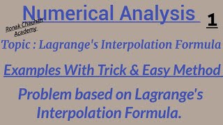 Problem based on Lagrange&#39;s Interpolation Formula | Numerical Analysis | #numerical_analysis