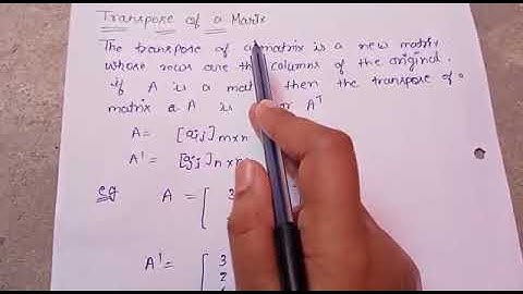 What is transpose of a matrix? Definition and example.| Hindi | | Ritu Gupta |