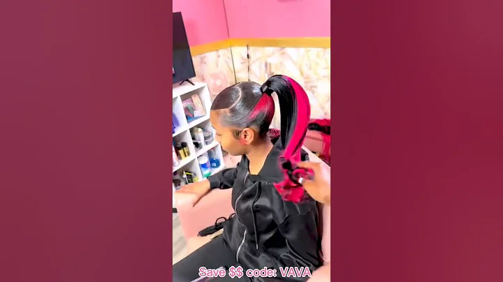 🍨Flipped Barbie Ponytail W/Swoop | Pink Skunk Stripes | Easy Style Using Weave #ULAHAIR