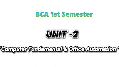 UNIT -2 I Computer Fundamentals & Office Automation I BCA 1st Sem I #ccsu #msu  @Syed_Faizy_Zaidi