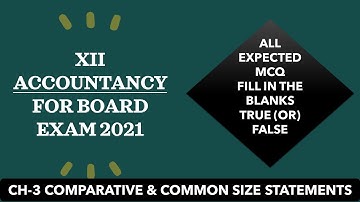 MCQ Series CH- 3. Comparative & Common size Statement 10 Most important one mark Questions for Board