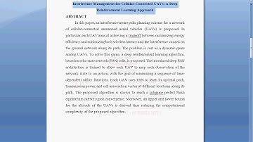 Interference Management for Cellular-Connected UAVs: A Deep Reinforcement- IEEE PROJECTS 2019-20