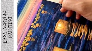 Floating Water Lanterns/ Easy Acrylic Painting Tutorial  #45