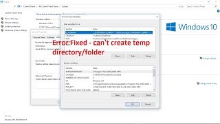 How to Fix - Cannot create temp folder/directory error in window 10 screenshot 1