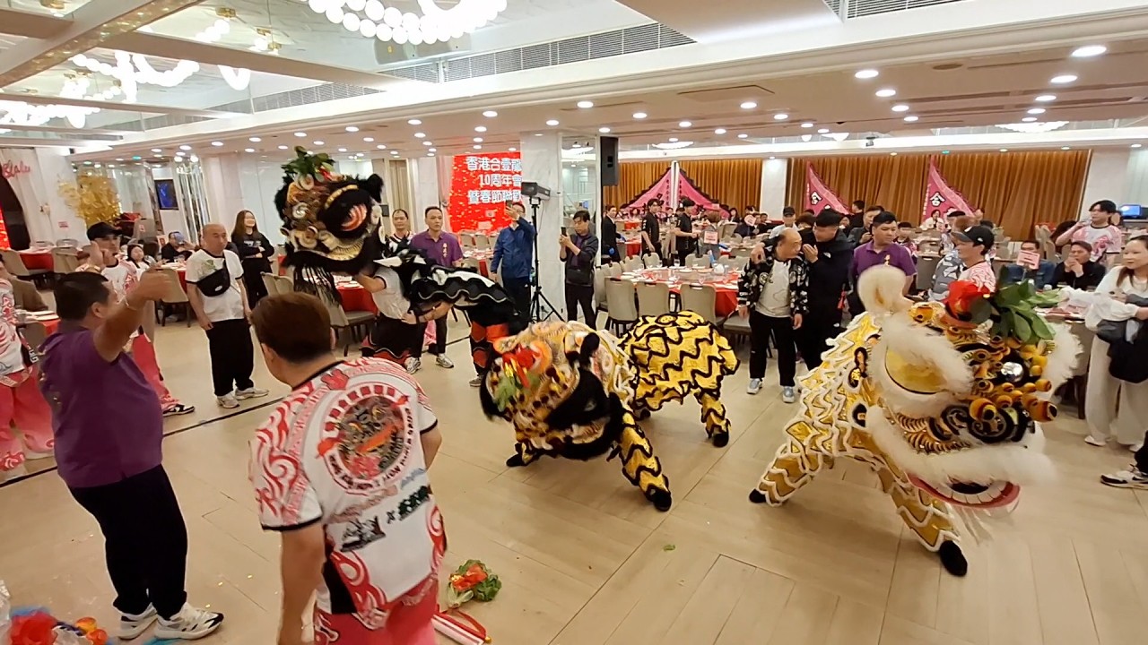 香港合壹龍獅團 十周年會慶 暨春節聯歡晚宴-蔡李佛龍華友堂 江華體育會 碧龍體育會醒獅到賀
