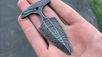 Damascus push dagger making!