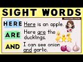 Lets read  sight words sentences  here are and  practice reading english  teaching mama