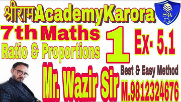 Class 7th maths chapter-5th (Ratio & Proportions) ex-5.1