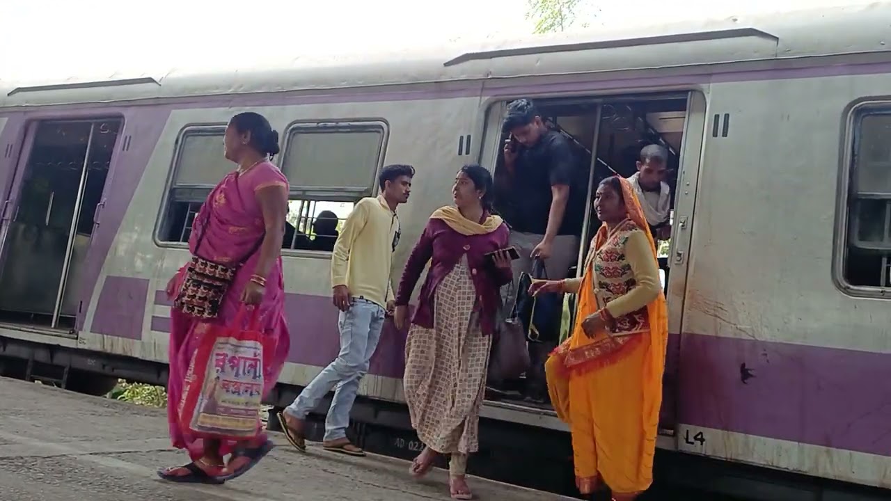 Up Howrah - Bandel local train is arriving and leaving Hooghly Rly. Station.