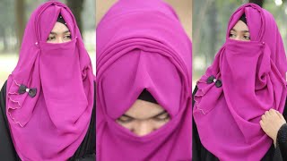 Eid Special- Four Layer Niqab Style with Chiffon/Jorjet hijab(Large coverage) screenshot 5