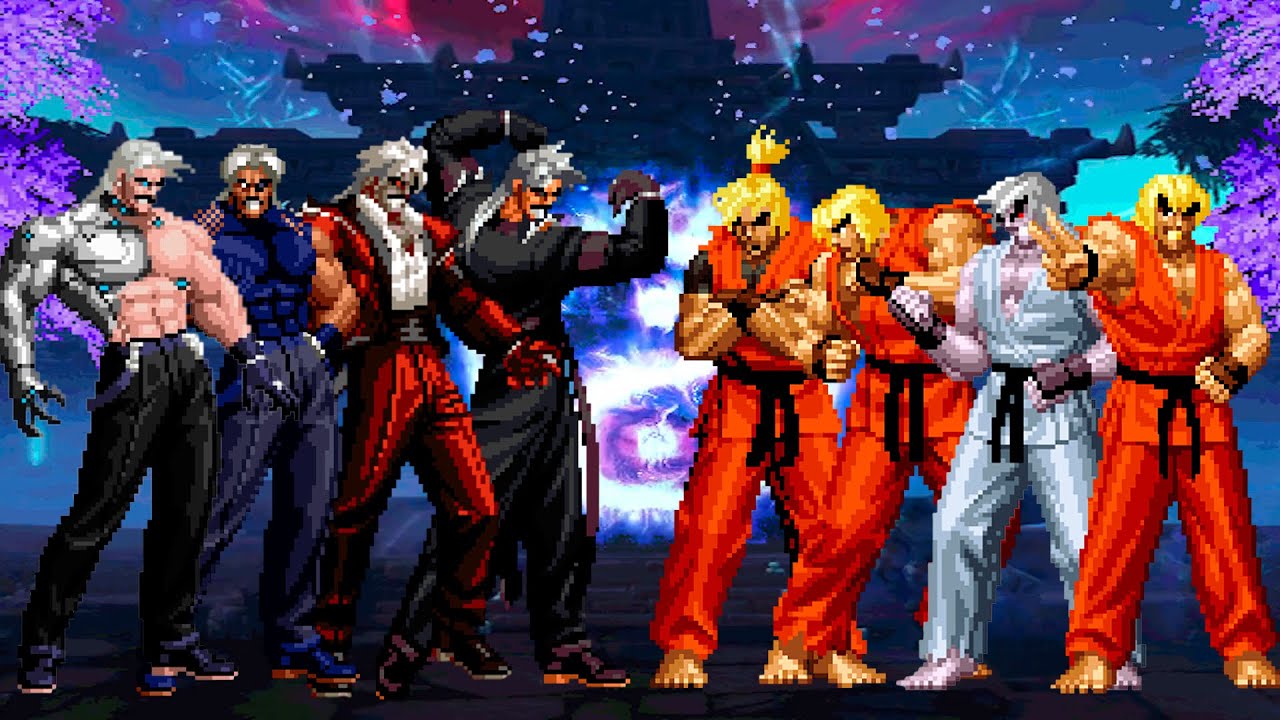 [KOF Mugen] Rugal Bernstein Team vs Ken Masters Team - YouTube