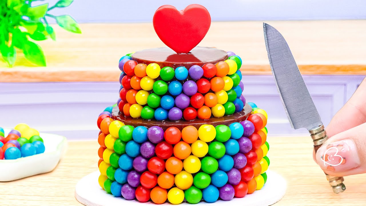 Satisfying Mini Rainbow Chocolate Colorful Candy Cake Decorating 🌈 Tiny ...