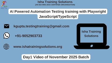 Playwright & JavaScript Day1 Video On 23rd November 2025. contact or whatsapp us on +91-9052903733.
