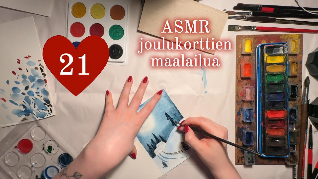 ASMR Suomi - maalataan joulukortteja 🎄🎨 