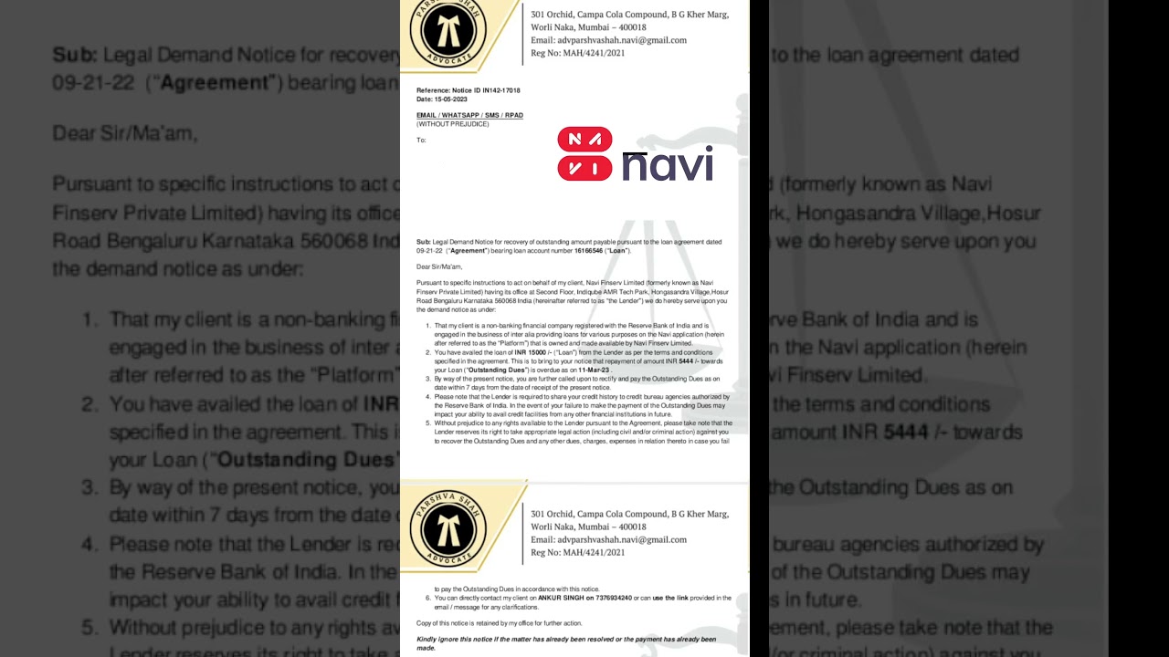 Navi Is Sending A Legal Demand Notice!/ navi repayment nahi kiya to