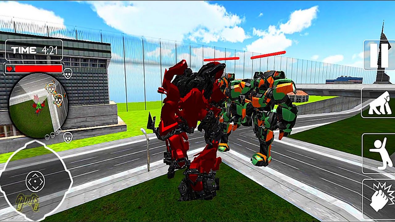 Futuristic Robot Gorilla Transform Attack City - Android Gameplay