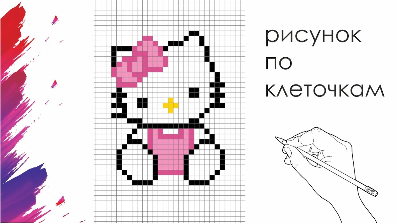 Как рисовать по клеточкам hello kitty
