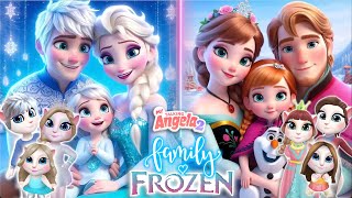 My talking Angela 2 | Elsa and Jack Frost Vs Anna and Kristoff | Family | cosplay