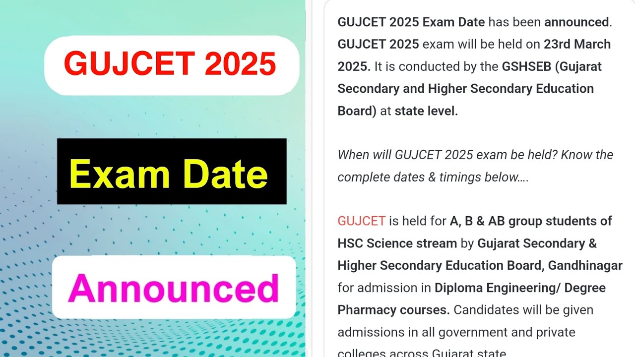 GUJCET 2025 Exam Date Announced | GUJCET Exam Date Full Details 2025 | MDE