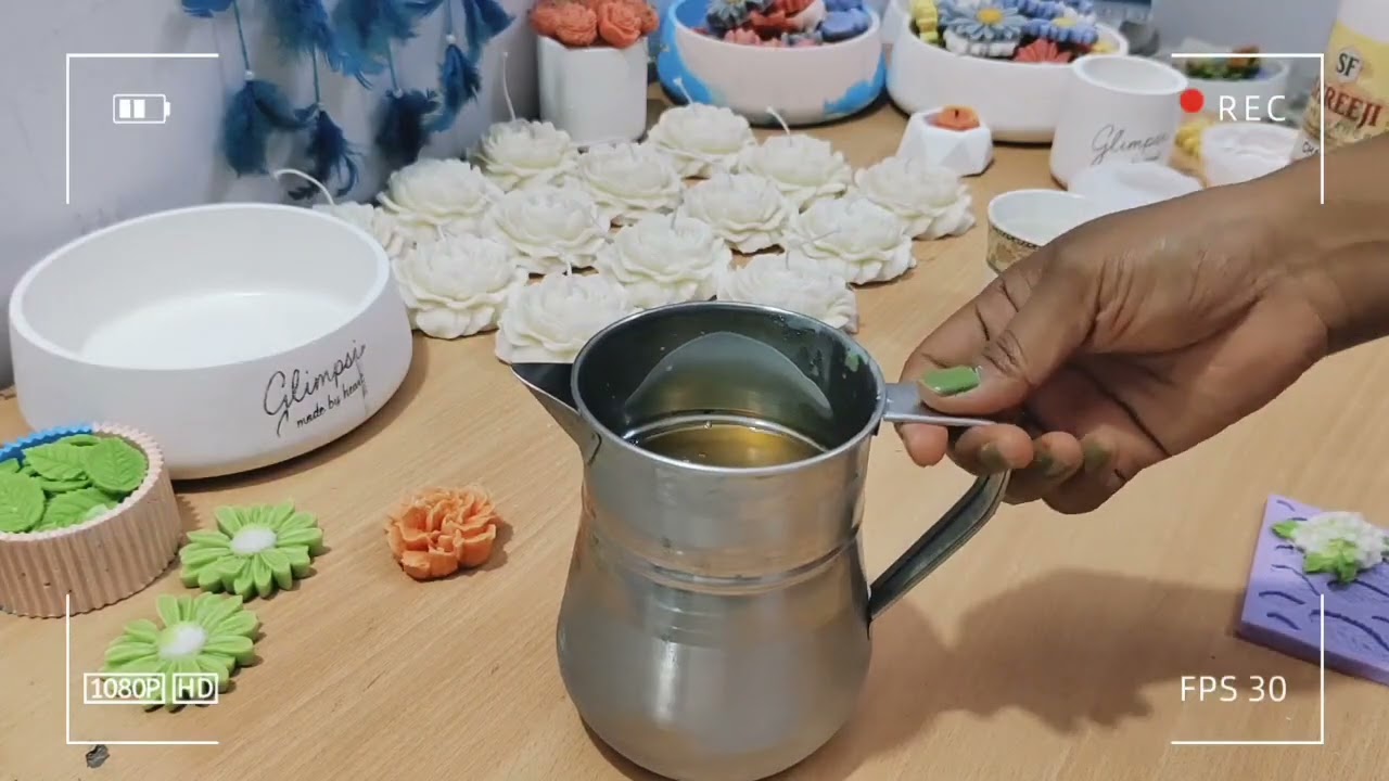 Greenovia lotus succulent candle 