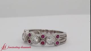 Milgrain Bezel Diamond Wedding Band With Ruby-FDWB2300-R