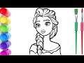 Elsa Frozen Princess Drawing for Kids ❄️ Easy Step-by-Step Drawing | Kids &amp; Toddlers ke liye