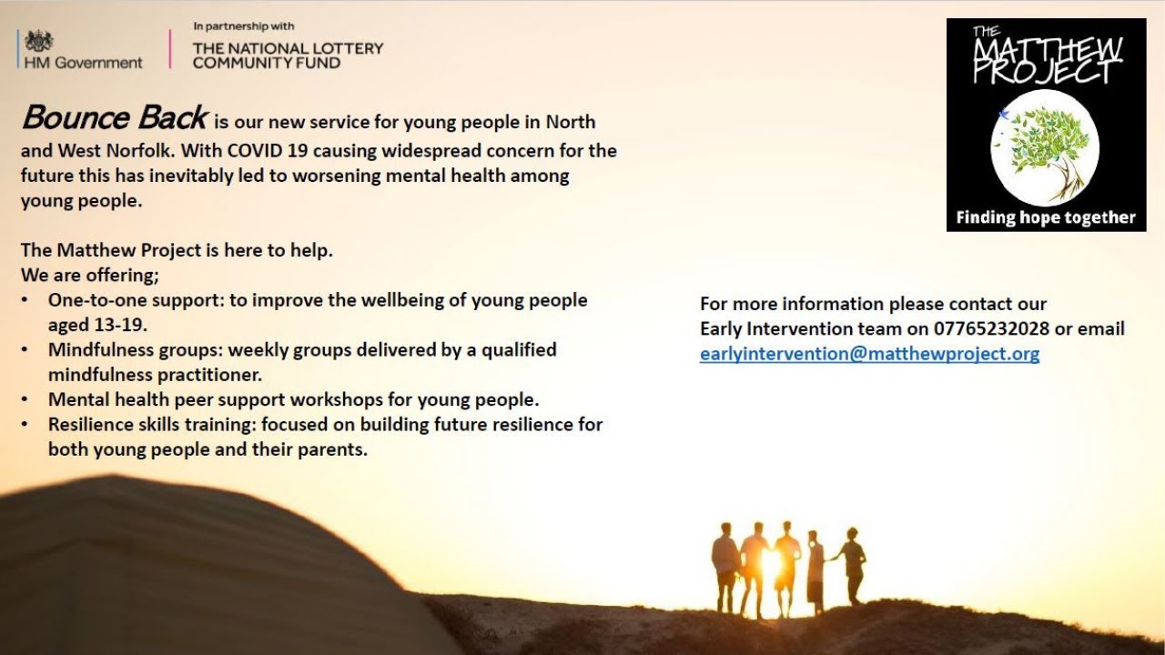 Bounce Back from The Matthew Project launch free online webinars