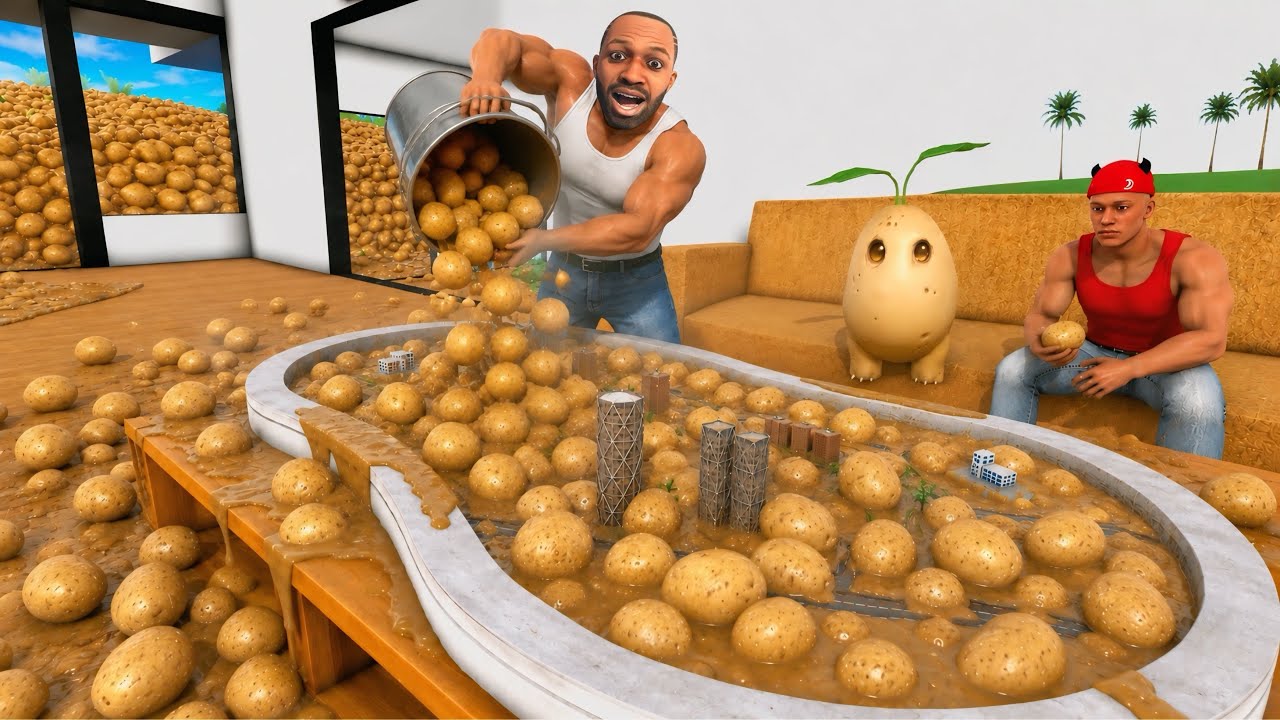 Franklin Found Tiny Potato City & Control Entire City in Indian Bike Driving 3D