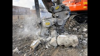 Geith Quick Hitch friendly Geith Concrete Crusher in action with Hughes and Salvidge Demolition