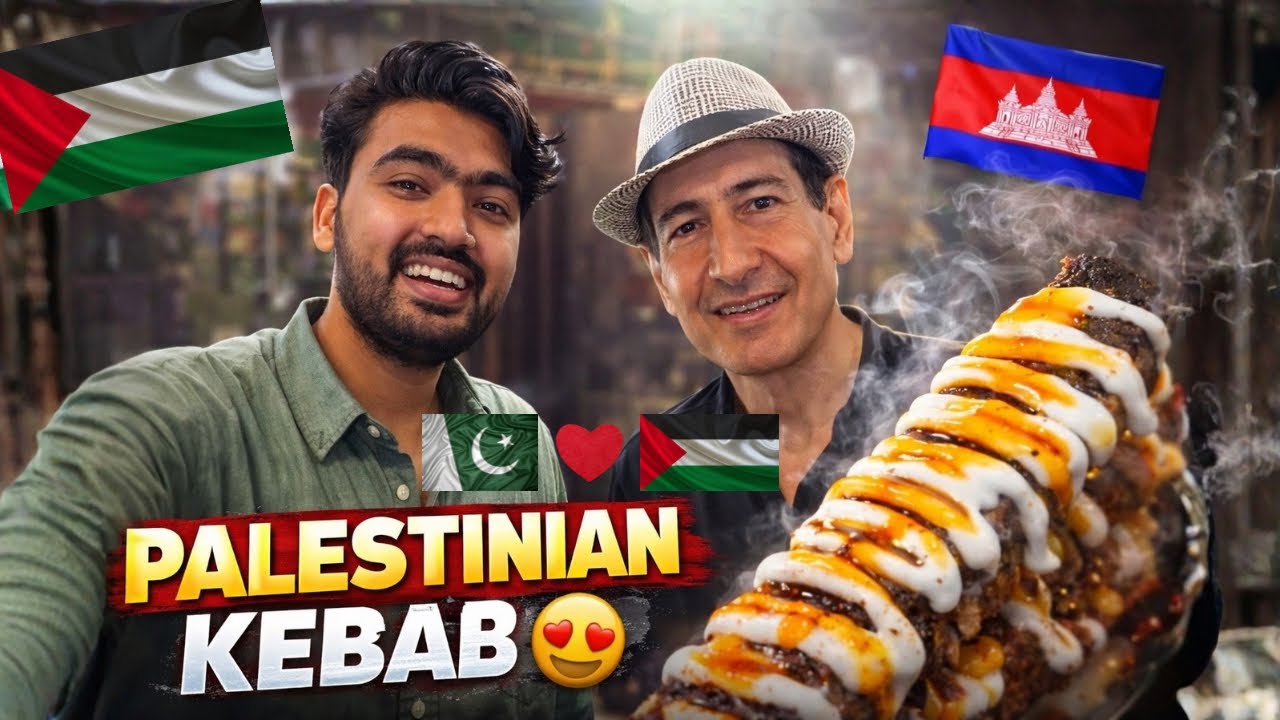 Day-64(C)🇰🇭| Palestine 🇵🇸 Hard Working Friend Invite Me to Eat This..