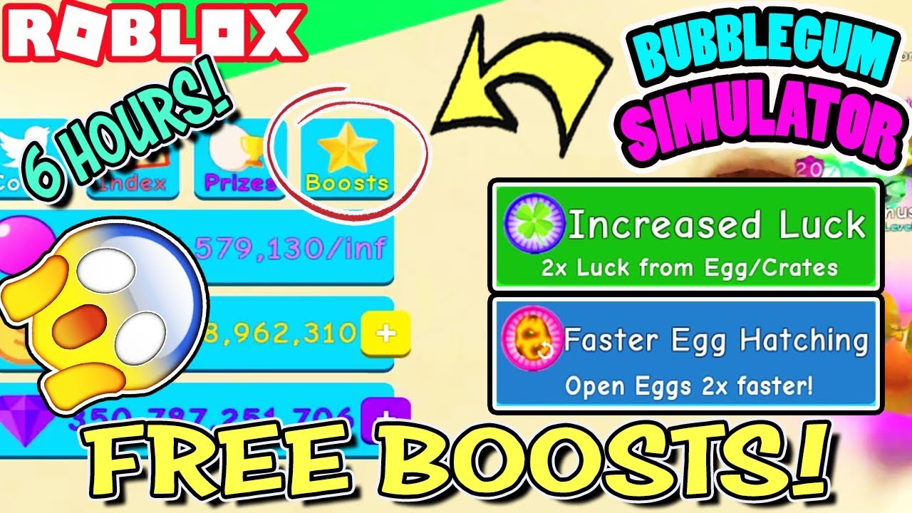 Codes 6 Hours Of Free Boosts In Bubblegum Simulator Roblox 2x Luck And Speed Youtube - speed boost free roblox