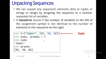 Lecture 15 Sequences Tuples & Arrays END CH5