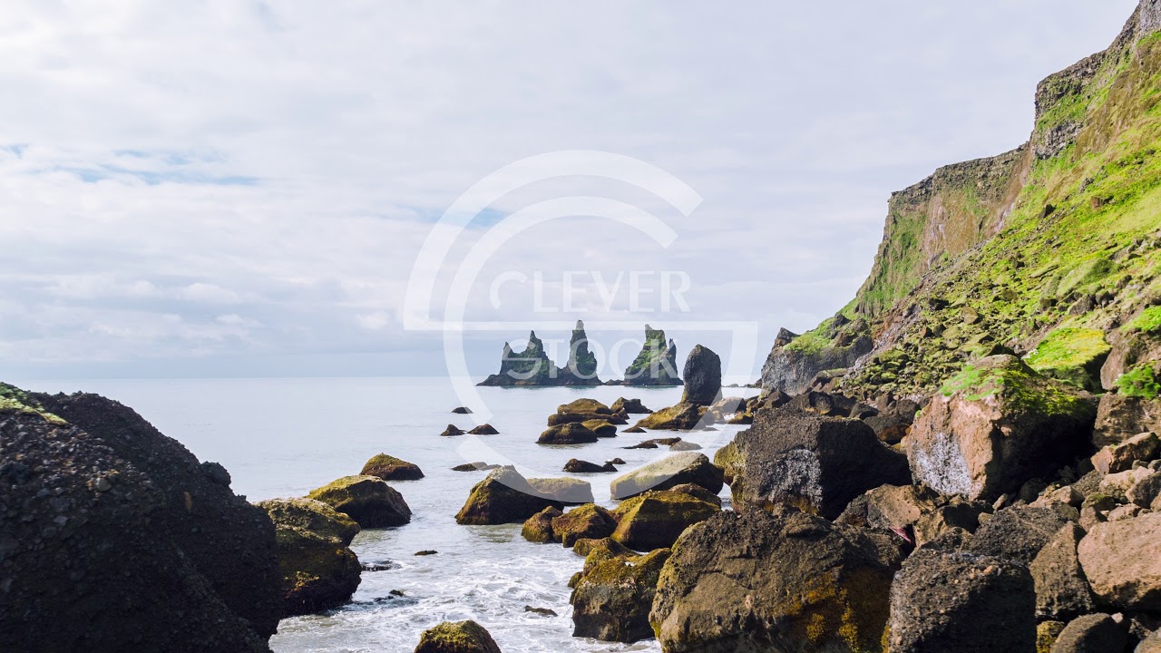 Aerial Drone Flight Over Icelandic Rocky Shore North See Nature Beauty Nordic Nature Inspiration