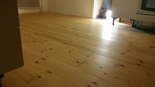 Slipning Hårdvaxoljning Av Nytt Furugolv