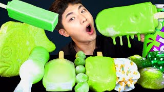 MUKBANG ASMRㅣGreen Party! Assorted Green Ice Cream Candy Eat❄️Korean Dessert 후니 Hoony Eating Sound