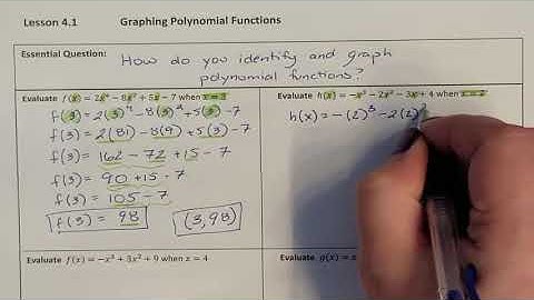 Lesson 4.1 Evaluating a Function Given X
