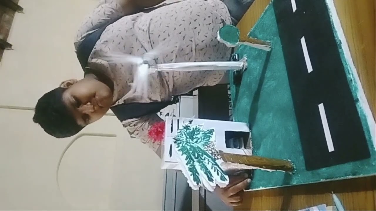 The wind energy is converted into electrical energy working  model.science experiment 