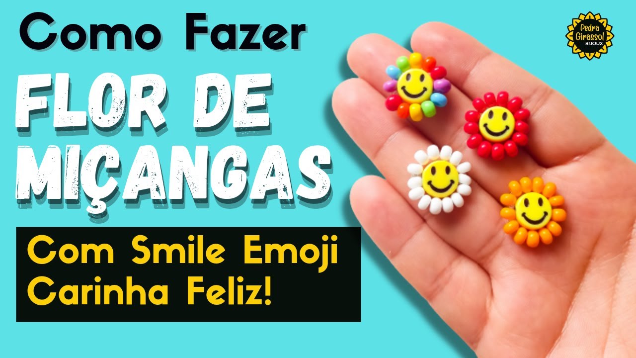 COMO FAZER FLOR DE MIÇANGA COM SMILE EMOJI CARINHA FELIZ| Em fio de Nylon e Silicone fácil e rápido!