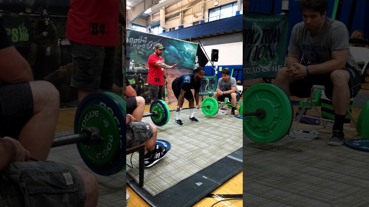 Jeff Evans at Revolution's Power lifting meet July 2017 Dead Lift at 395 LBs