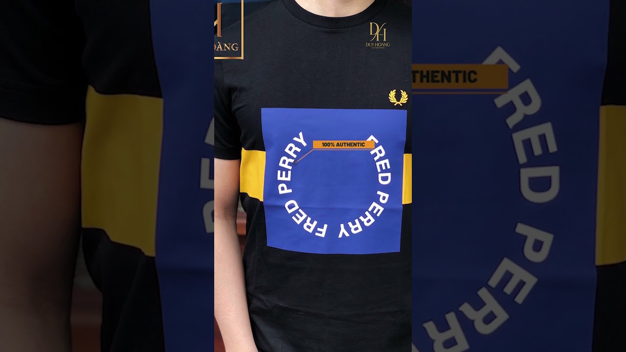 FRED PERRY NAVY BLUE/BLACK BOX LOGO T-SHIRT | Duy Hoàng Authentic