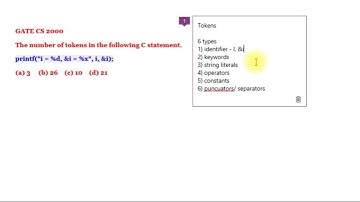 C Tokens Numerical: GATE CS2000 (Hindi) | Jayesh Umre