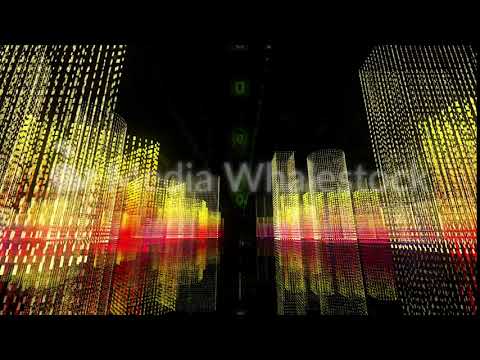Abstract matrix geometric motion background. Animation. Rain of binary numbers falling down among